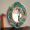Handcrafted Glass 'Turquoise Butterfly' Mirror (Peru)