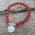 Sterling Silver 'Dhanurasana Bow' Carnelian Bracelet (Thailand)