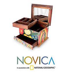 Pinewood 'Loving Virgin of Guadalupe' Decoupage Jewelry Box (Mexico)