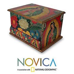 Pinewood 'Loving Virgin of Guadalupe' Decoupage Jewelry Box (Mexico)