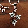 Sterling Silver 'Sparkling Bouquet' Blue Topaz Necklace (India)