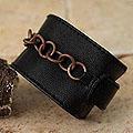 Handcrafted Leather 'Black Love Chain' Wristband Bracelet (Peru)