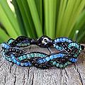 Leather 'Midnight Sea' Agate Onyx Braided Bracelet (Thailand)