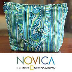 Cotton 'Mumbai Shore' Medium Tote Handbag (India)