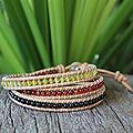 Leather 'Sundown' Multi-gemstone Wrap Bracelet (Thailand)
