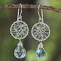 Sterling Silver 'Beauty's Web' Blue Topaz Earrings (Thailand)