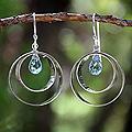 Sterling Silver 'Thai Moon Melody' Blue Topaz Earrings (Thailand)