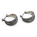 Sterling Silver 'Moonlit Serenade' Half Hoop Earrings (Indonesia)