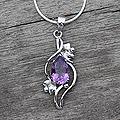 Sterling Silver 'Bengal Blossom' Amethyst Necklace (India)