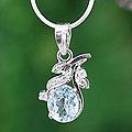 Sterling Silver 'In Love' Blue Topaz Necklace (India)