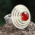 Sterling Silver 'Pyramid of Protection' Agate Ring (Peru)