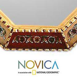 Glass Mohena Wood 'Summer Scarlet' Mirror (Peru)