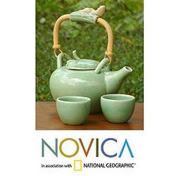 Set of 2 Ceramic 'Frog Serenade' Tea Set (Indonesia)