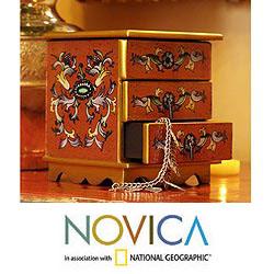 Reverse Painted Glass 'Autumn Magic' Jewelry Box (Peru)