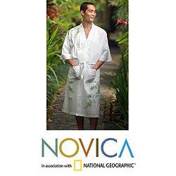 Men's Cotton 'Tropical Bamboo' Robe (Indonesia)