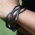 Handcrafted Leather 'Midnight Dancer' Wristband Bracelet (Indonesia)