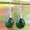 Sterling Silver 'Dewdrops in Love' Jade Earrings (Guatemala)