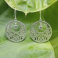 Sterling Silver 'Lanna Moons' Amethyst Floral Earrings (Thailand)
