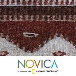 Zapotec 'Mountains of Mexico' Wool Rug (2 x 3.4 inches) (Mexico)
