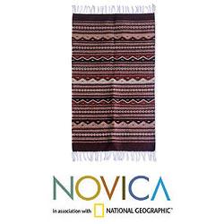 Zapotec 'Mountains of Mexico' Wool Rug (2 x 3.4 inches) (Mexico)