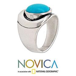 Sterling Silver 'Blue Moon'  Reconstituted Turquoise Ring (Mexico)