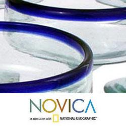 Set of 6 Blown Glass 'Happy Hour' Margarita Glasses (Mexico)