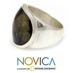 Sterling Silver Men's 'Morocco Green' Ring (Indonesia)
