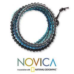 Onyx Wrap Bracelet 'Blue Lotus' (Thailand)