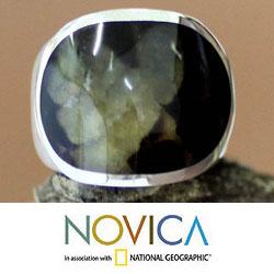 Sterling Silver Men's 'Morocco Green' Ring (Indonesia)