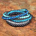Onyx Wrap Bracelet 'Blue Lotus' (Thailand)