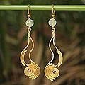 Gold Overlay 'Reverberation' Prehnite Dangle Earrings (Thailand)