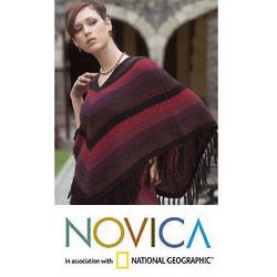 Alpaca Wool Blend 'Morning Sunrise' Poncho (Peru)