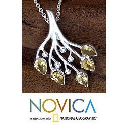 Sterling Silver 'Summer Song' Citrine Necklace (India)