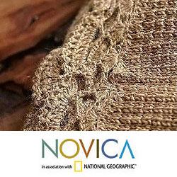 Alpaca Wool Blend 'Golden Camel' Poncho (Peru)
