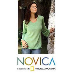 Alpaca Wool Blend 'Mint Charisma' Sweater (Peru)