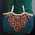 Cotton 'Teal Splendor' Beaded Tote Handbag (India)