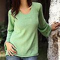 Alpaca Wool Blend 'Mint Charisma' Sweater (Peru)