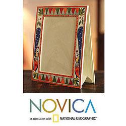 Handcrafted Card Stock 'India Peacock'  Madhubani Photo Frame (India)