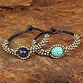 Set of 2 Brass 'Planet Autumn' Amethyst Wristband Bracelets (Thailand)