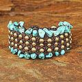 Brass 'Lanna Dazzle' Howlite Beaded Wristband Bracelet (Thailand)