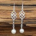Sterling Silver 'Zapotec Lace' Pearl Earrings (8 mm) (Mexico)