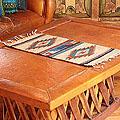 Mexican Zapotec 'Double Diamonds' Tan Wool Rug (1'x2')