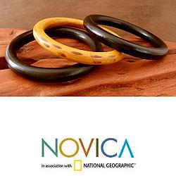 Set of 3 Seesham Wood 'Exotic Delhi' Bangle Bracelets (India)