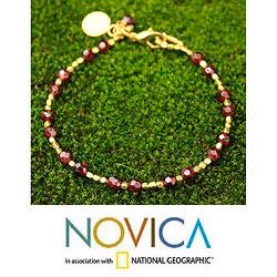Gold Overlay 'Divine Deva' Garnet Bracelet (Thailand)