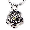 Sterling Silver 'Holy Lotus' Peridot Flower Necklace (Indonesia)