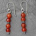 Sterling Silver 'Pillars of Energy' Carnelian Dangle Earrings (India)