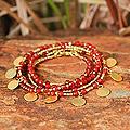 Gold Overlay 'Orange Deva Dancer' Bracelet (Thailand)