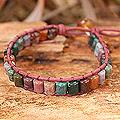 Leather 'Enchanted Forest' Agate Wristband Bracelet (Thailand)