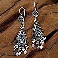 Sterling Silver 'Silver Dancer' Chandelier Earrings (India)