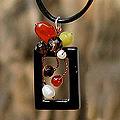 Leather 'Balloons' Pearl Multi-gemstone Necklace (5-5.5 mm) (Thailand)